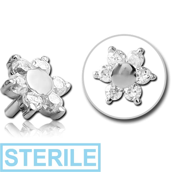 STERILE SURGICAL STEEL JEWELLED PUSH FIT ATTACHMENT FOR BIOFLEX INTERNAL LABRET - FLOWER