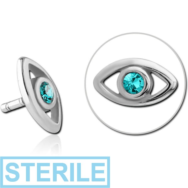 STERILE SURGICAL STEEL JEWELLED PUSH FIT ATTACHMENT FOR BIOFLEX INTERNAL LABRET - EYE