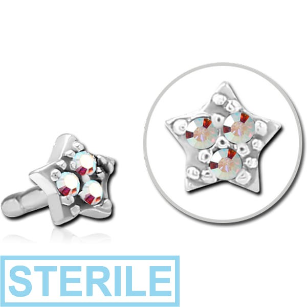 STERILE SURGICAL STEEL JEWELLED PUSH FIT ATTACHMENT FOR BIOFLEX INTERNAL LABRET - STAR PRONGS