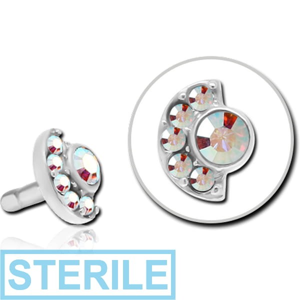STERILE SURGICAL STEEL JEWELLED PUSH FIT ATTACHMENT FOR BIOFLEX INTERNAL LABRET - MOON AND STARS