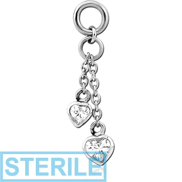 STERILE SURGICAL STEEL ATTACHMENT FOR INTIMATE PIERCING - 34MM HEARTS