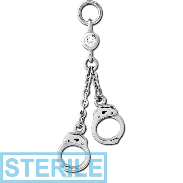 STERILE SURGICAL STEEL JEWELLED ATTACHMENT FOR INTIMATE PIERCING - HANDCUFF