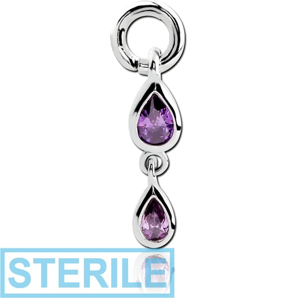 STERILE SURGICAL STEEL JEWELLED ATTACHMENT FOR INTIMATE PIERCING - TWO PEARS