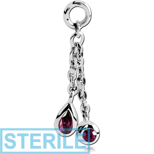 STERILE SURGICAL STEEL JEWELLED ATTACHMENT FOR INTIMATE PIERCING - PEAR AND BALL