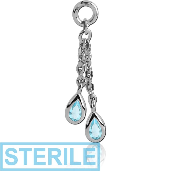 STERILE SURGICAL STEEL JEWELLED ATTACHMENT FOR INTIMATE PIERCING - TWO PEARS