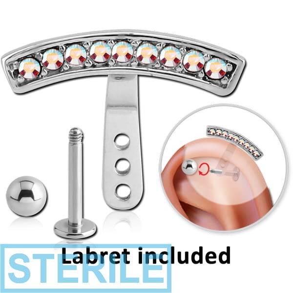 STERILE SURGICAL STEEL JEWELLED HELIX WRAP AND JEWELLED MICRO LABRET