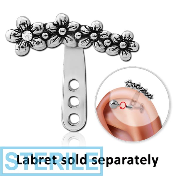 STERILE SURGICAL STEEL JEWELLED HELLIX WRAP - FLOWERS