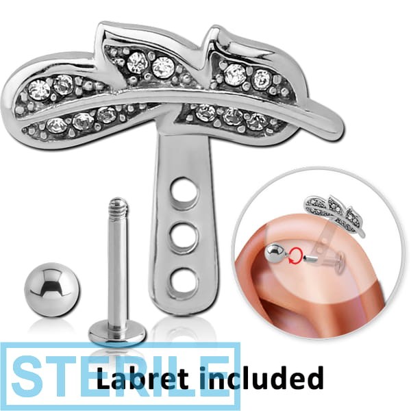 STERILE SURGICAL STEEL JEWELLED HELIX WRAP AND JEWELLED MICRO LABRET