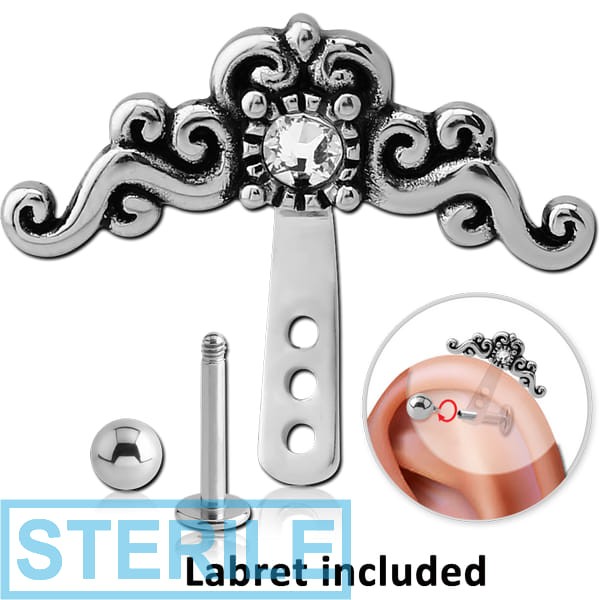 STERILE SURGICAL STEEL JEWELLED HELIX WRAP AND JEWELLED MICRO LABRET