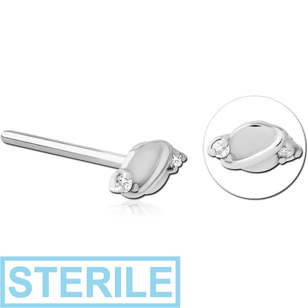 STERILE SURGICAL STEEL STRAIGHT JEWELLED NOSE STUD
