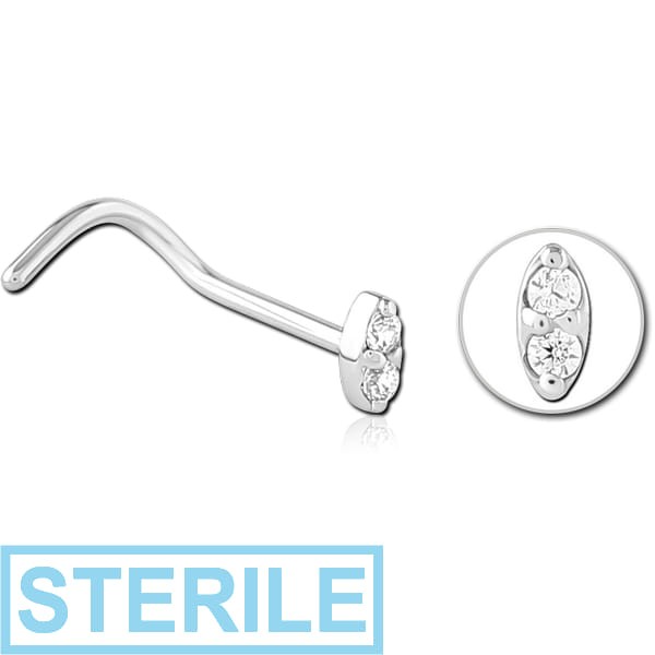 STERILE SURGICAL STEEL JEWELLED NOSE STUDS