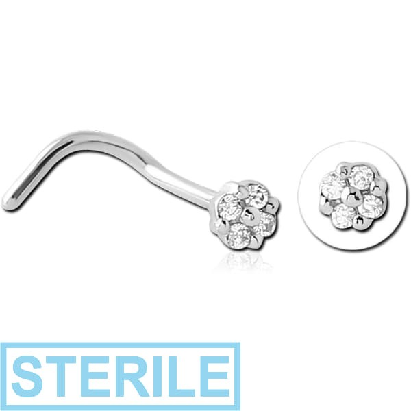 STERILE SURGICAL STEEL JEWELLED NOSE STUDS
