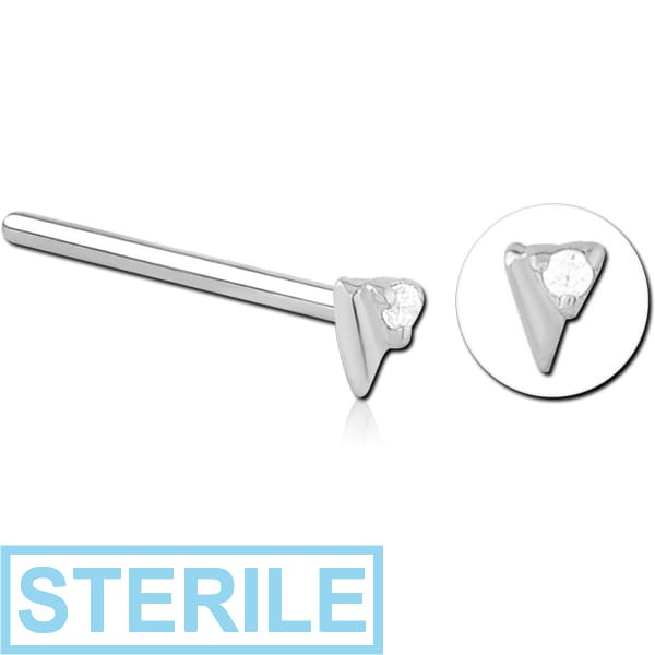 STERILE SURGICAL STEEL STRAIGHT JEWELLED NOSE STUD