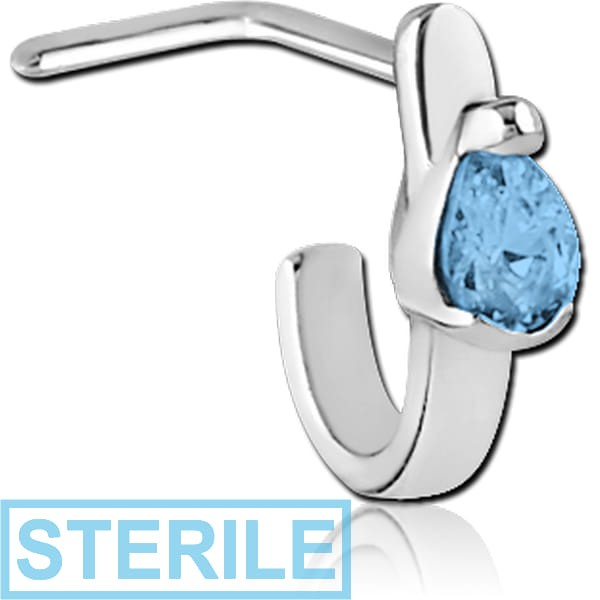 STERILE SURGICAL STEEL 90 DEGREE JEWELLED WRAP AROUND NOSE STUD
