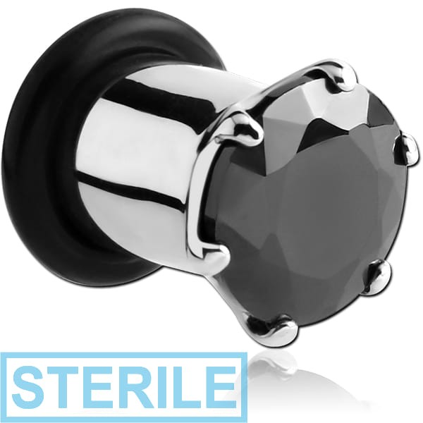 STERILE SURGICAL STEEL SINGLE FLARED JEWELLED PLUG