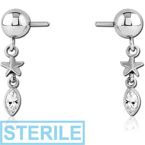 STERILE SURGICAL STEEL PUSH FIT JEWELLED ATTACHMENT FOR BIOFLEX INTERNAL NIPPLE SHIELD
