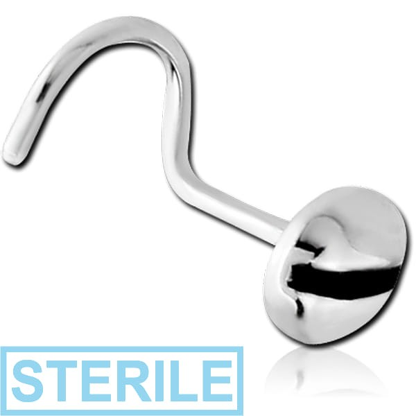 STERILE SURGICAL STEEL LARGE CURVE NOSE STUD - SCREW HEAD