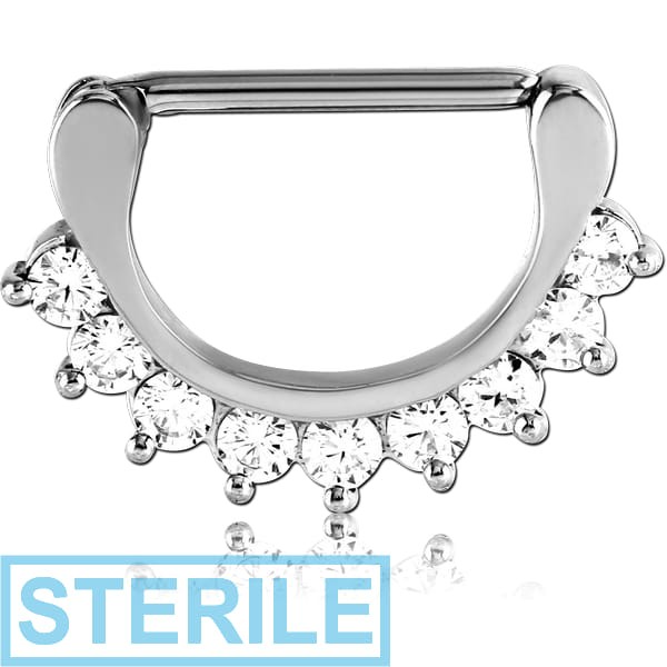 STERILE SURGICAL STEEL PRONG SET JEWELLED NIPPLE CLICKER