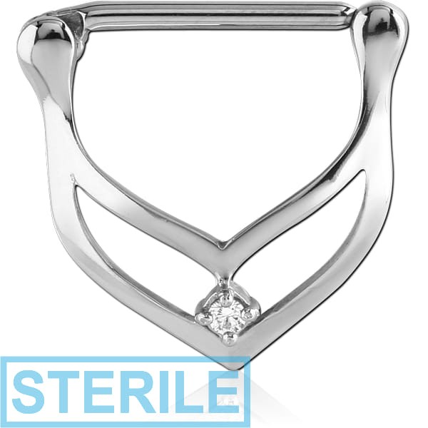 STERILE SURGICAL STEEL PRONG SET JEWELLED NIPPLE CLICKER - V