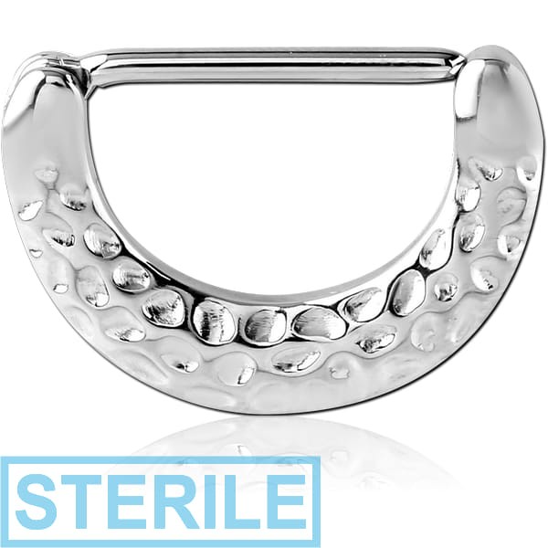 STERILE SURGICAL STEEL NIPPLE CLICKER - HAMMERED TEXTURE
