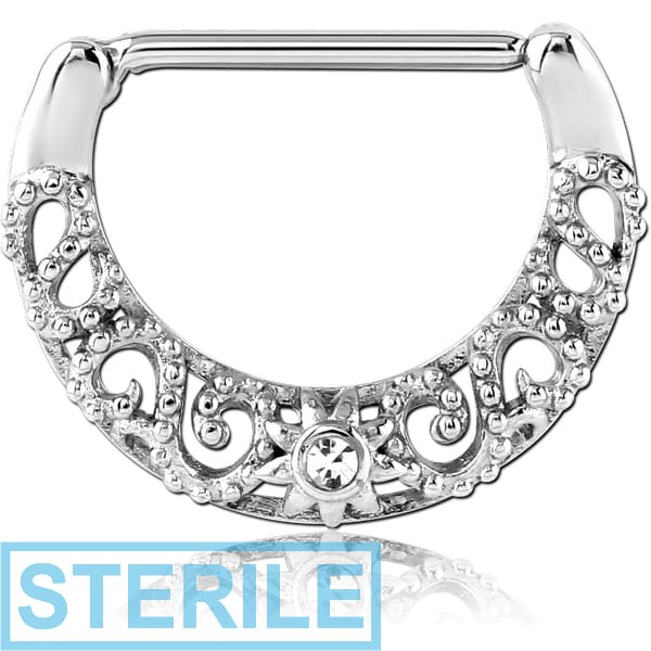 STERILE SURGICAL STEEL JEWELLED NIPPLE CLICKER