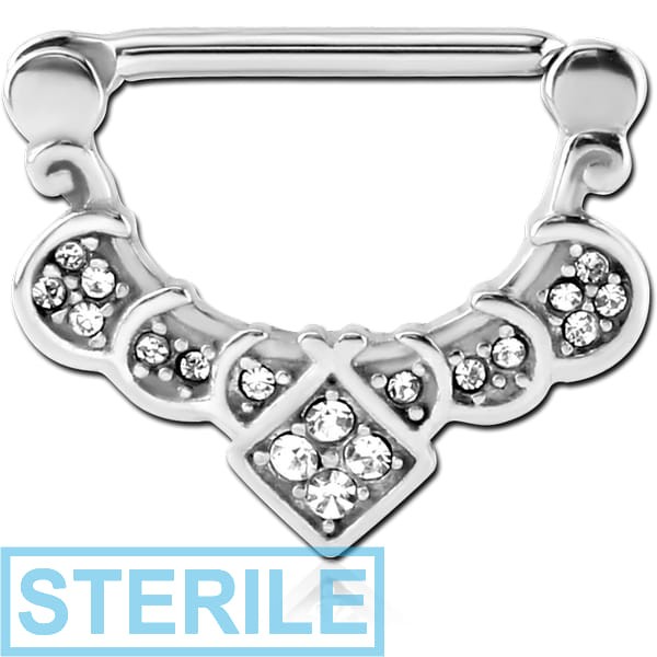 STERILE SURGICAL STEEL JEWELLED NIPPLE CLICKER - FILIGREE