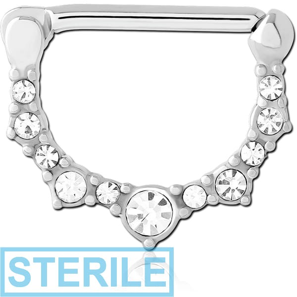 STERILE SURGICAL STEEL JEWELLED NIPPLE CLICKER