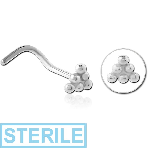 STERILE SURGICAL STEEL CURVED NOSE STUD