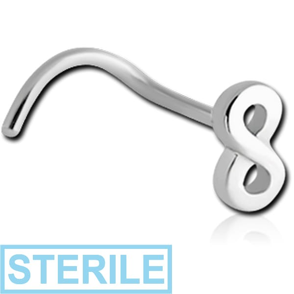 STERILE SURGICAL STEEL CURVED NOSE STUD - INFINITY
