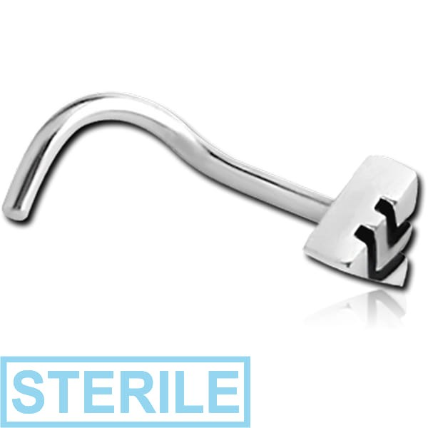 STERILE SURGICAL STEEL CURVED NOSE STUD - TRIANGLE