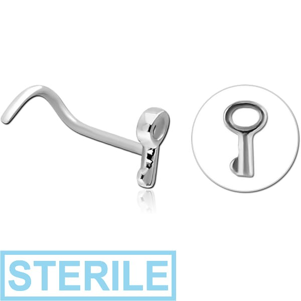STERILE SURGICAL STEEL CURVED NOSE STUD - KEY