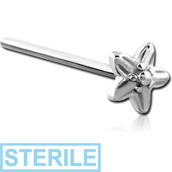 STERILE SURGICAL STEEL STRAIGHT NOSE STUD - FLOWER