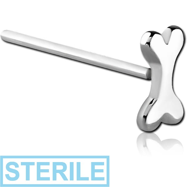 STERILE SURGICAL STEEL STRAIGHT NOSE STUD - BONE