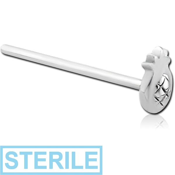 STERILE SURGICAL STEEL STRAIGHT NOSE STUD - PINEAPPLE