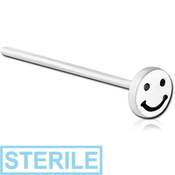 STERILE SURGICAL STEEL STRAIGHT NOSE STUD - SMILE