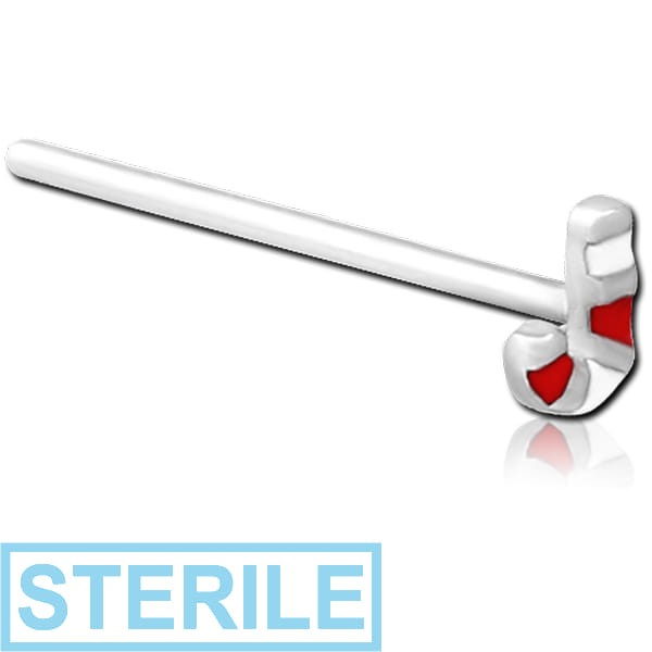 STERILE SURGICAL STEEL STRAIGHT NOSE STUD WITH ENAMEL - J