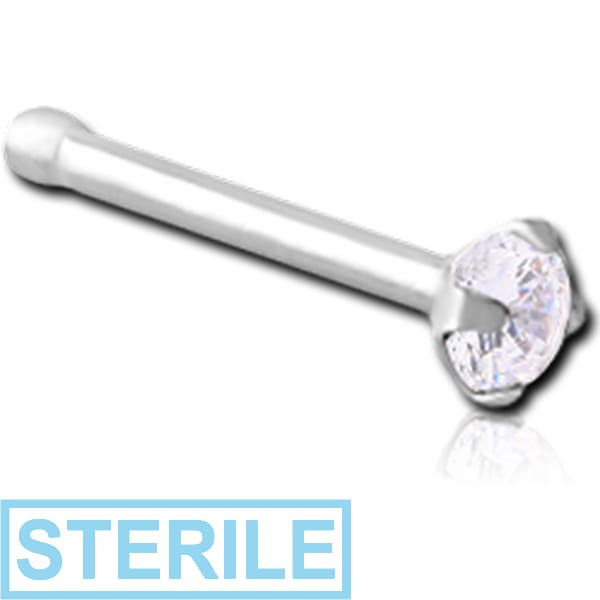 STERILE SURGICAL STEEL NOSE BONE PRONG SET DIAMOND 1.35MM