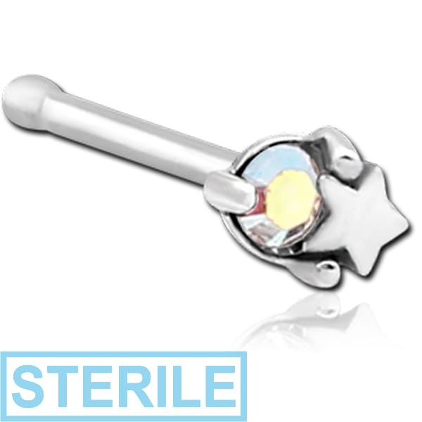 STERILE SURGICAL STEEL JEWELLED NOSE BONE