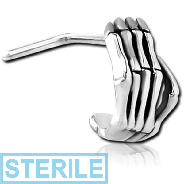 STERILE SURGICAL STEEL 90 DEGREE WRAP AROUND NOSE STUD - WRIST BONE
