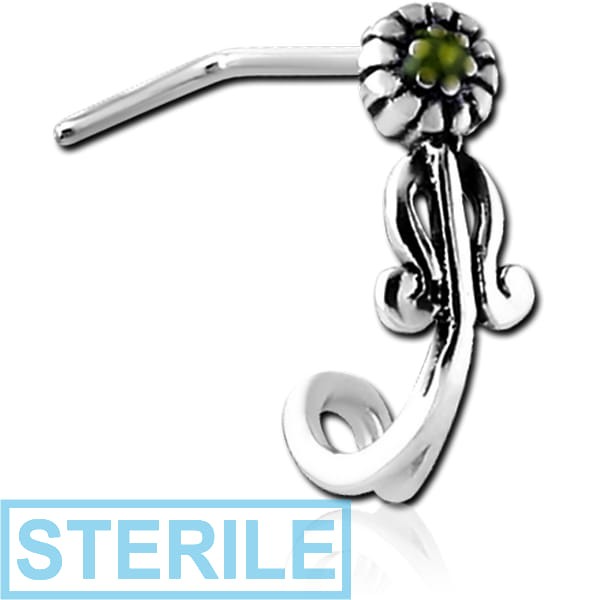 STERILE SURGICAL STEEL 90 DEGREE WRAP AROUND NOSE STUD - DAISY