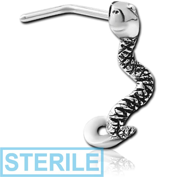 STERILE SURGICAL STEEL 90 DEGREE WRAP AROUND NOSE STUD - SNAKE