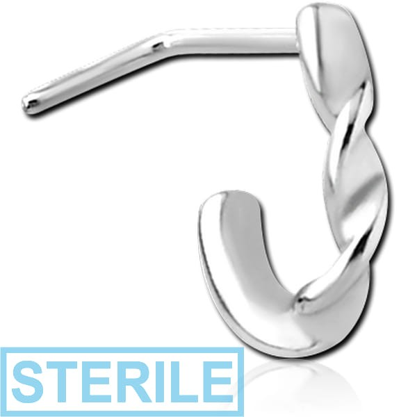 STERILE SURGICAL STEEL 90 DEGREE WRAP AROUND NOSE STUD