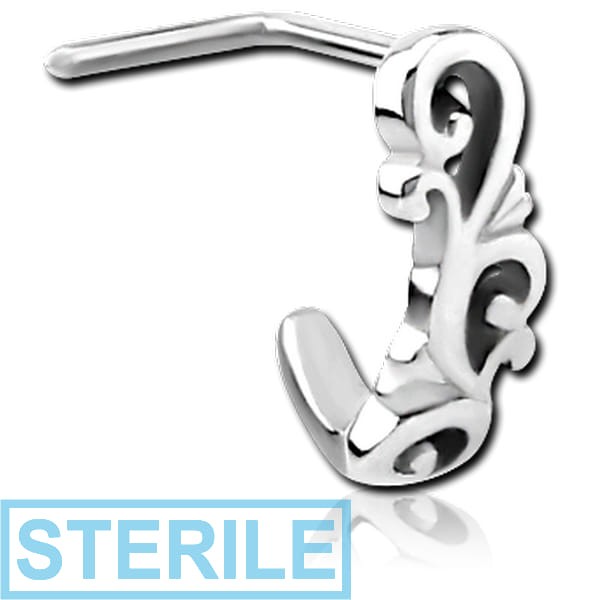 STERILE SURGICAL STEEL 90 DEGREE WRAP AROUND NOSE STUD