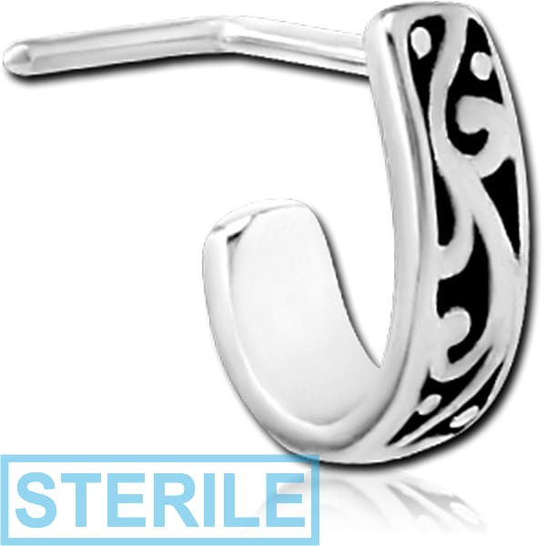 STERILE SURGICAL STEEL 90 DEGREE WRAP AROUND NOSE STUD - FILIGREE