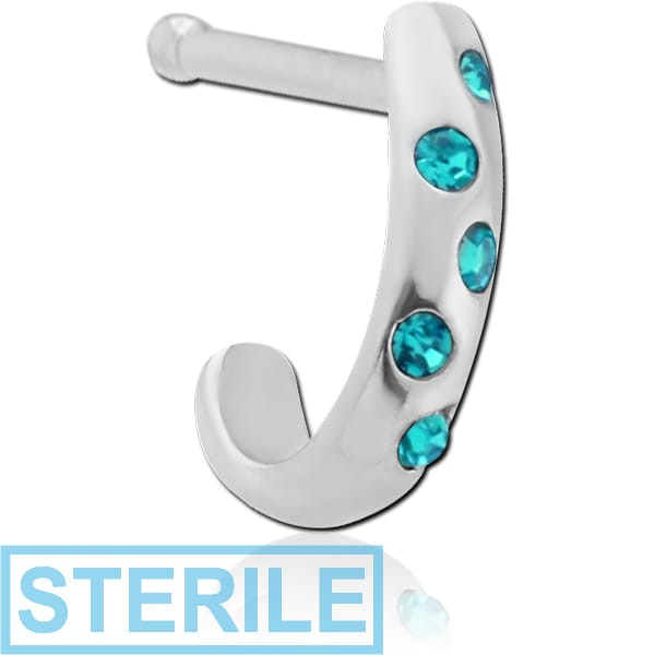 STERILE SURGICAL STEEL JEWELLED WRAP AROUND NOSE BONE