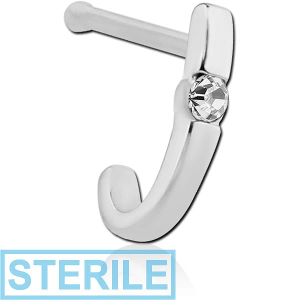 STERILE SURGICAL STEEL JEWELLED WRAP AROUND NOSE BONE