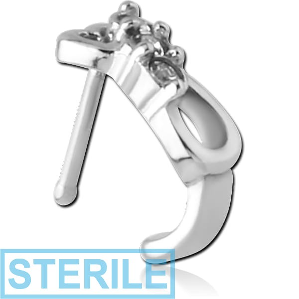 STERILE SURGICAL STEEL JEWELLED WRAP AROUND NOSE BONE