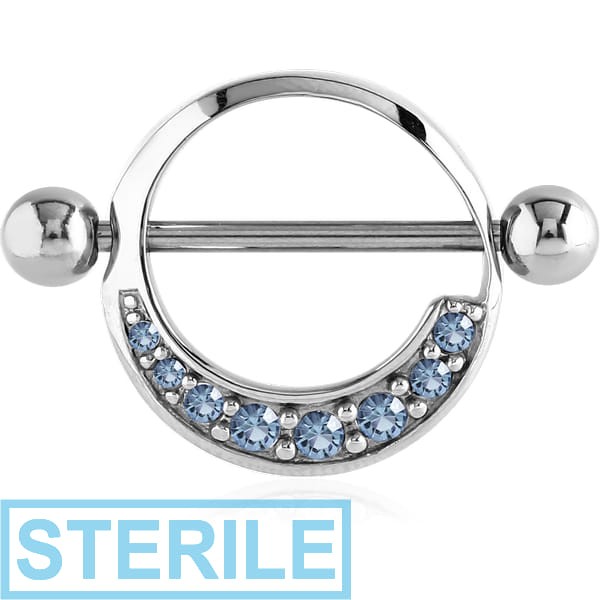 STERILE SURGICAL STEEL JEWELLED NIPPLE SHIELD - ROUND