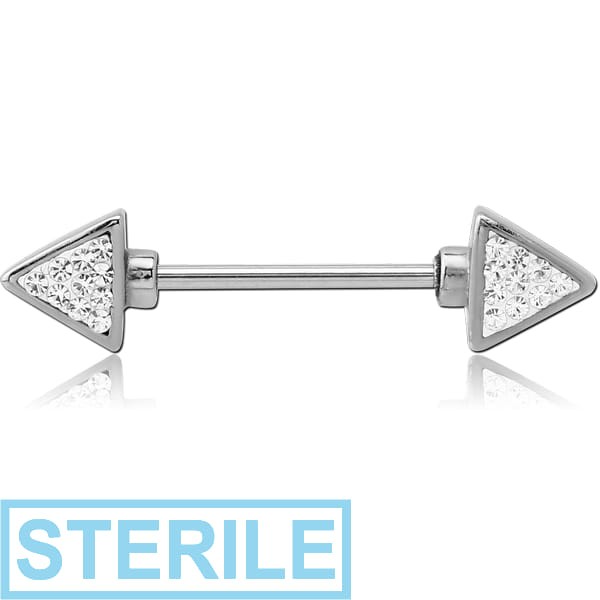 STERILE SURGICAL STEEL CRYSTALINE JEWELLED NIPPLE SHIELD - TWO HEADED ARROW
