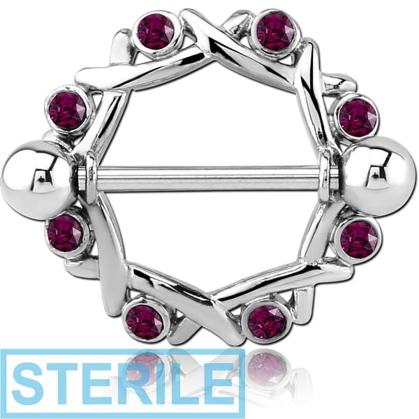 STERILE SURGICAL STEEL JEWELLED NIPPLE SHIELD - CIRCLE